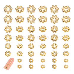 304 Stainless Steel Spacer Beads, Flower, Real 18K Gold Plated, 3~6x1~1.5mm, Hole: 1~1.4mm, 15pcs/style, 4 Styles, 60pcs(STAS-UN0045-21G)