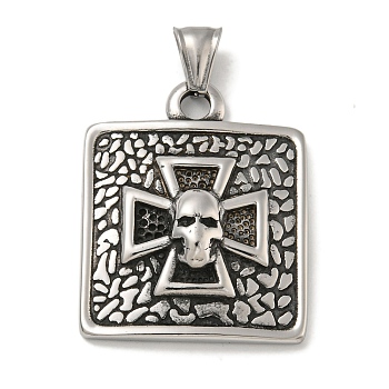 316 Surgical Stainless Steel Pendants, Antique Silver, Cross, 38x31x8mm, Hole: 4x8mm