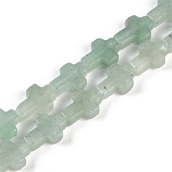 Natural Green Aventurine Beads Strands, Cross, 13.5x9.5x4.5mm, Hole: 0.7mm, about 28pcs/strand, 15.55''(39.5cm)