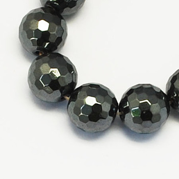 Non-magnetic Synthetic Hematite Beads Strands, Grade A, Faceted, Round, Black, 6mm, Hole: 1.5mm