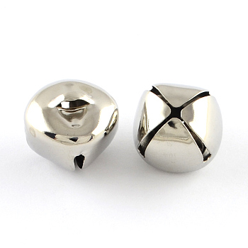 Iron Bell Charms, Platinum, 10x10x10mm, Hole: 3x1mm