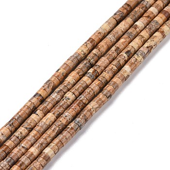 Natural Picture Jasper Beads Strands, Flat Round, 4x2mm, Hole: 1mm, about 169pcs/strand, 14.96''(38cm)