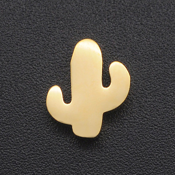 201 Stainless Steel Charms, for Simple Necklaces Making, Stamping Blank Tag, Laser Cut, Cactus, Golden, 10x8.5x3mm, Hole: 1.8mm