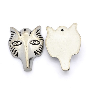 CCB Plastic Animal Pendants, Fox, Antique Silver, 33x25x6mm, Hole: 1mm