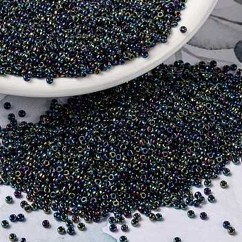 MIYUKI Round Rocailles Beads, Japanese Seed Beads, 15/0, (RR455) Metallic Variegated Blue Iris, 1.5mm, Hole: 0.7mm, about 5555pcs/10g