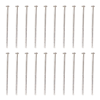Iron Flat Head Pins, Cadmium Free & Lead Free, Platinum, 20 Gauge, 26x0.75~0.8mm, Head: 2mm