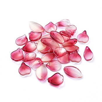 Electroplate Transparent Glass Beads, Mixed Shapes, Cerise, 5~21x6~14x3~10mm, Hole: 0.9~1.2mm
