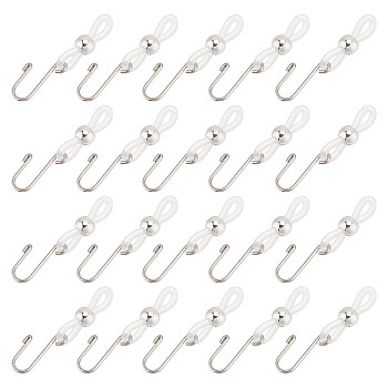 HOBBIESAY 20Pcs Iron Zipper Holder Upper, with Rubber Findings, Clasp for Keep Zipper Up, Platinum, 36mm, Hole: 2.5mm