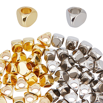 60Pcs 2 Colors Brass Spacer Beads, Triangle, Platinum & Golden, 5x5.5x4mm, Hole: 2.5mm, 30pcs/color