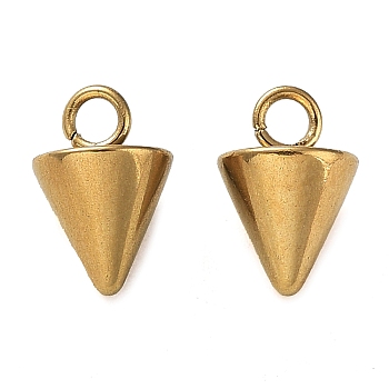 Ion Plating(IP) 304 Stainless Steel Charms, Cone Charm, Real 18K Gold Plated, 9x6mm, Hole: 1.8mm