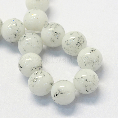 bicarbonate de verre peinte rangées de perles rondes(DGLA-Q019-8mm-41)-2