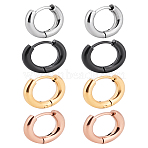8Pcs 4 Colors 304 Stainless Steel Huggie Hoop Earrings for Women and Men, Mixed Color, 11.5x13x2.5mm, 2pcs/color(EJEW-LP0001-10)