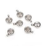 Tarnish Resistant 201 Stainless Steel Pendant Rhinestone Settings, For Pointed Back Rivoli Rhinestone, Flat Round, Stainless Steel Color, Fit for 4mm Rhinestone, 9.5x6.5x3.5mm, Hole: 2mm(X-STAS-G224-27P)