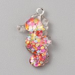 Resin Pendants, Marine Organism Charms, Sea Horse, 28.5x17x6mm, Hole: 2mm(RESI-TAC0007-29P-03)