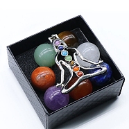 7 Chakra Crystal Ball & Yoga Pendant Mixed Natural Gemstone Healing Stones Set, Reiki Stones for Energy Balancing Meditation Therapy, 450mm(PW-WG87442-02)