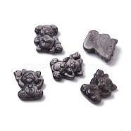 Natural Obsidian Pendants, Fortune Cat, 33.5x28x11.5mm, Hole: 1.4mm(G-B019-02)