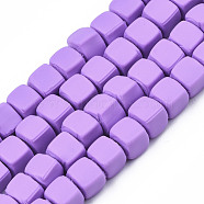 Handmade Polymer Clay Beads Strands, Cube, Medium Orchid, 5x5x5mm, Hole: 1.8mm, about 86~88pcs/strand, 15.35 inch~16.34 inch(39~41.5cm)(CLAY-S092-78H)