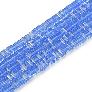 Electroplate Glass Beads Strands, Heishi Beads, Square, Cornflower Blue, 3x3x1mm, Hole: 0.9mm, about 210pcs/strand, 14.96~16.54''(38~42cm)(GLAA-B023-01A-08)