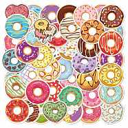 Waterproof PVC Adhesive Stickers, for Suitcase, Skateboard, Refrigerator, Helmet, Mobile Phone Shell, Donut Pattern, 60~80mm, 50pcs/bag(STIC-PW0004-040)