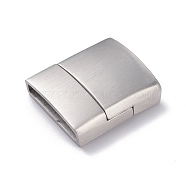 Matte 304 Stainless Steel Rectangle Magnetic Clasps with Glue-in Ends, Stainless Steel Color, 23x21x7mm, Hole: 18.5x4mm(STAS-E089-41E)
