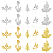20Pcs 10 Style Brass Pendant, Leaf & Maple Leaf, Platinum & Golden, 23~35.5x14.5~31x0.5~1mm, Hole: 0.6~1.6mm, 2pcs/style(KK-FH0006-18)
