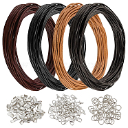 DIY Braided Cord Bracelet Necklace Making Kit, Including Cowhide Leather Round Cord, Iron Jump Ring and Clasp, Brass Lobster Clasp, Mixed Color(DIY-WH0504-09)