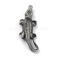 Tibetan Style Alloy Big Pendants, Frosted, Crocodile Charm, Antique Silver, 59x20x8mm, Hole: 14x4.5mm(PALLOY-H133-36AS)