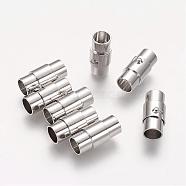 Brass Locking Tube Magnetic Clasps, Platinum, 17x9mm, Hole: 6mm(KK-E567-P)