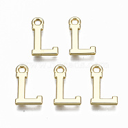 Alloy Charms, Cadmium Free & Nickel Free & Lead Free, Alphabet, Real 16K Gold Plated, Letter.L, 14x8.5x1mm, Hole: 1.6mm(PALLOY-Q441-025L-NR)