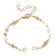 Rhombus Brass Link Bracelet Making, with Lobster Claw Clasp, Fit for Connector Charms, Golden, 6-1/4 inch(16cm)(AJEW-JB01150-34)