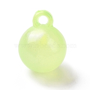 Luminous Acrylic Pendants, with Glitter, Glow In The Dark, Round Charms, Green Yellow, 20x15.5mm, Hole: 3.5mm, about 200pcs/500g(OACR-E010-22D)