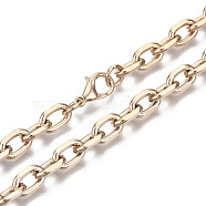 Iron Cable Chains Necklace Making, with Brass Lobster Clasps, Unwelded, Real 18K Gold Plated, 17.91 inch(45.5cm) long, Link: 11x7x2mm, Jump Ring: 7x1mm, 4.5mm inner diameter(MAK-N034-003B-G)
