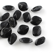 Rhombus Imitation Gemstone Acrylic Beads, Black, 16.5x13x8mm, Hole: 2mm, about 700pcs/500g(OACR-R037A-01)