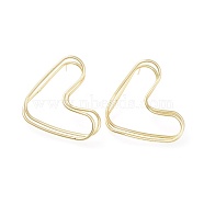 Brass Stud Earrings, with Ear Nuts and 925 Sterling Silver Pin, Heart, Golden, 43~44x36~37mm, Pin: 0.7mm(EJEW-L234-21G)