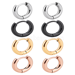 8Pcs 4 Colors 304 Stainless Steel Huggie Hoop Earrings for Women and Men, Mixed Color, 11.5x13x2.5mm, 2pcs/color(EJEW-LP0001-10)