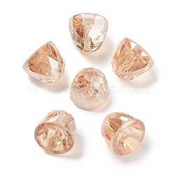 Electroplate Glass Beads, Pearl Luster Plated, Bell, Faceted, PeachPuff, 10.5x9mm, Hole: 1.2mm, 100pcs/set(EGLA-H105-01A-PL01)