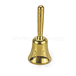 Brass Hand Bell, Display Decoration, Service Bell, Dinner Bell, Tarot Ritual Meditation Alarm, Golden, Golden, 43x98mm(WICR-PW0008-09A)