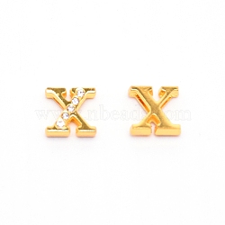Alloy Slide Charms, with Crystal Rhinestone and Initial Letter A~Z, Letter.X, X: 11.5x12x4mm, Hole: 1.5x8mm(PALLOY-TAC0012-21X)