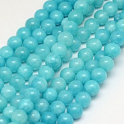 Natural Malaysia Jade Beads Strands, Round, Dyed, Dark Green, 8mm, Hole:  1mm, about 48pcs/strand, 15 inch