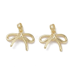 Brass Pendants, Bowknot Charms, Real 18K Gold Plated, 15.5x19x3.5mm, Hole: 2.5x4.5mm(KK-G497-03G)