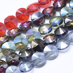 Glass Beads Strands, Mixed Style, Faceted, Cone, Mixed Color, 14x8~9mm, Hole: 1mm, about 22pcs/strand, 12.2 inch(31cm)(EGLA-F136)