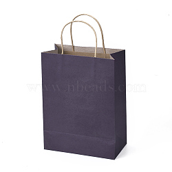 Pure Color Paper Bags, Gift Bags, Shopping Bags, with Handles, Rectangle, Prussian Blue, 28x21x11cm(CARB-L003-02C)
