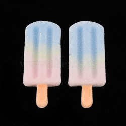 Flocky Resin Beads, Half Drilled Beads, Ice Cream, Cornflower Blue, 37.5x15.5x5.5mm, Hole: 1.2mm(RESI-Q214-003C)