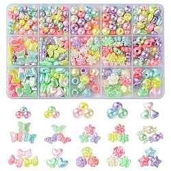 Imitation Pearl Acrylic Beads, Mixed Shapes, Mixed Color, 6~11.5x6~15x4~10mm, Hole: 1.5~3.8mm(OACR-FS0001-50)