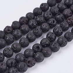Natural Lava Rock Bead Strands, Round, 6.5mm, Hole: 0.5mm, about 63pcs/strand, 14.9 inch(G-R193-18-6mm)