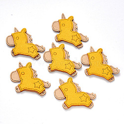 Faux Suede Patches, Costume Ornament Accessories, for Magic Tape Hair Clip Making, Unicorn, Yellow, 41x52x3mm(FIND-R075-36)