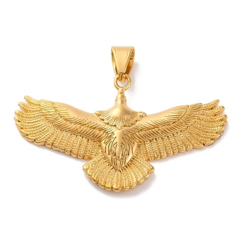 304 Stainless Steel Big Pendants, Eagle Charm, Golden, 37x60.5x4mm, Hole: 10x6.5mm