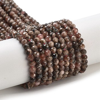 Argentina Natural Rhodonite Beads Strands, Faceted, Round, 3.5mm, Hole: 0.8mm, about 118pcs/strand, 15.16''(38.5cm)