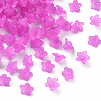 Transparent Acrylic Beads, Flower, Frosted, Dark Orchid, 10x5mm, Hole: 1mm, about 4600pcs/500g