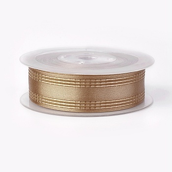 Single Face Polyester Satin Ribbon, with Texture Edge, Sandy Brown, 3/8 inch(9mm), about 50yards/roll(45.72m/roll)